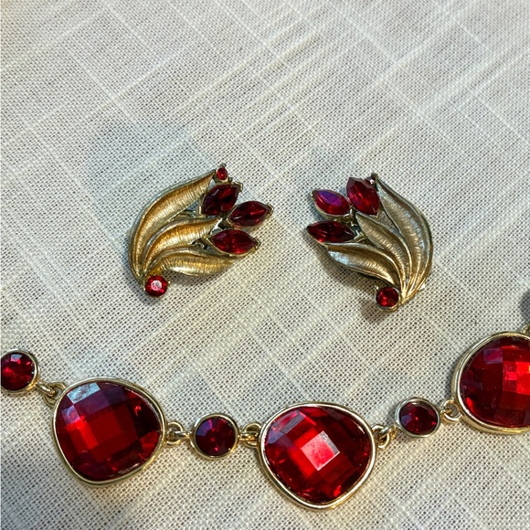 Napier Red and Gold Jewelry Set - Picture 2 of 5